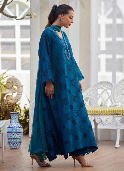 Cela Teal Shirt and Dupatta - Image 4