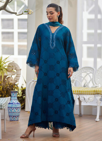 Cela Teal Shirt and Dupatta - Image 3