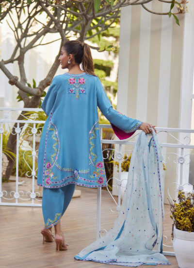 Nyssa Blue Shirt and Dupatta - Image 7