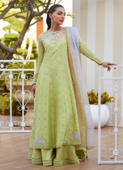Talya Apple Green Kalidaar and Dupatta - Image 3