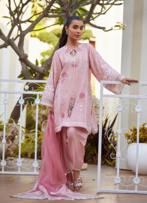 Jovie Tea Pink Shirt and Dupatta