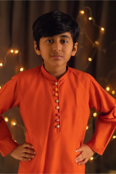 Tangy Orange - Kurta Pajama - Image 5