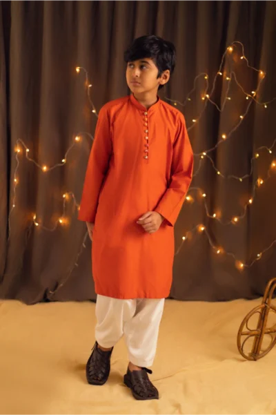 Tangy Orange - Kurta Pajama - Image 4