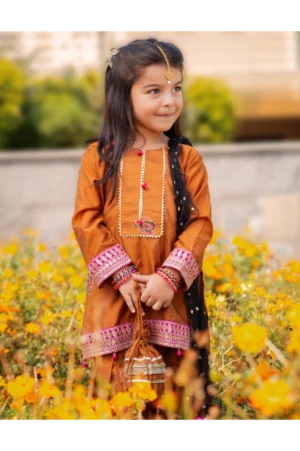 Mari Gold - Embroidered Block Print Gharara Set