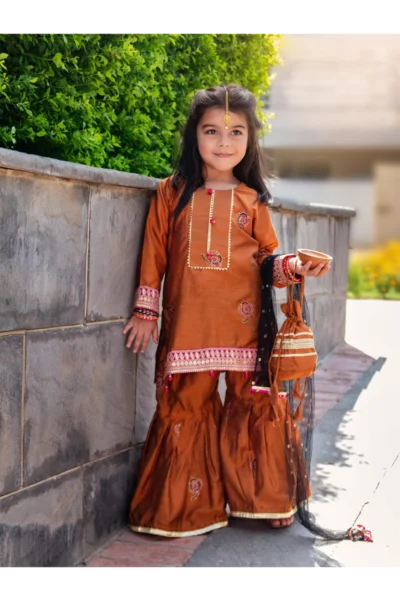 Mari Gold - Embroidered Block Print Gharara Set