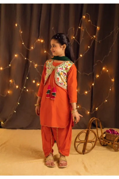 Tangy Orange - Dhoti / Tulip Pant Set - Image 4