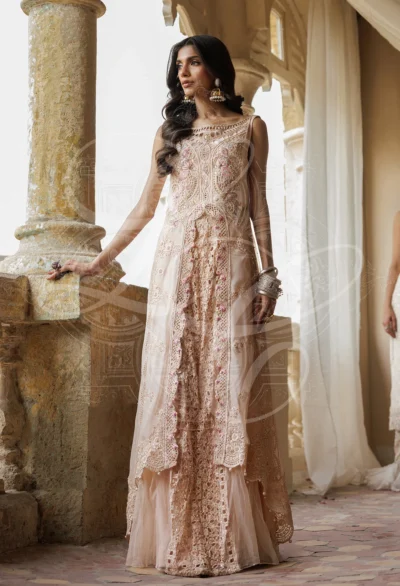 Shirin - Cutwork hi low shirt with crushed cutwork lehenga - Image 2