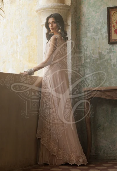 Shirin - Cutwork hi low shirt with crushed cutwork lehenga - Image 4