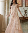 Shirin - Cutwork hi low shirt with crushed cutwork lehenga