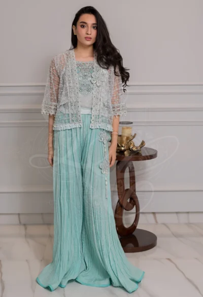 Noor Aqua Green 3D Embellished Gharara Set