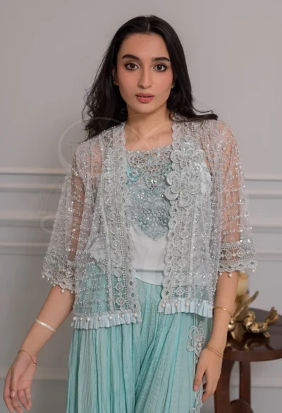 Noor Aqua Green 3D Embellished Gharara Set - Image 6