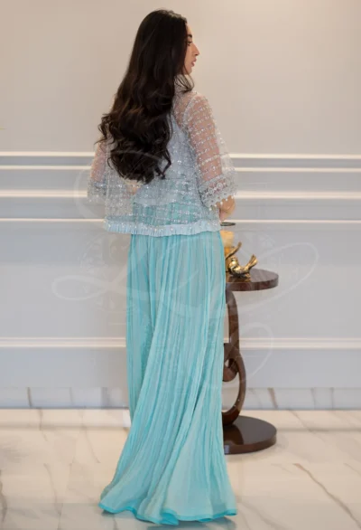 Noor Aqua Green 3D Embellished Gharara Set - Image 7