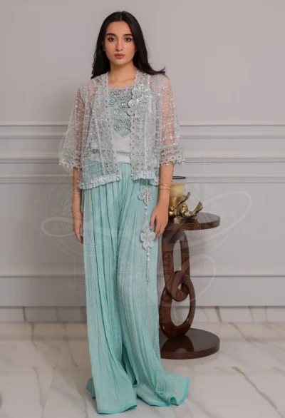 Noor Aqua Green 3D Embellished Gharara Set - Image 8