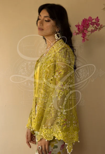 AVA - Cutwork Coat with bell Sleeves and printed bootcut Pant - Image 7
