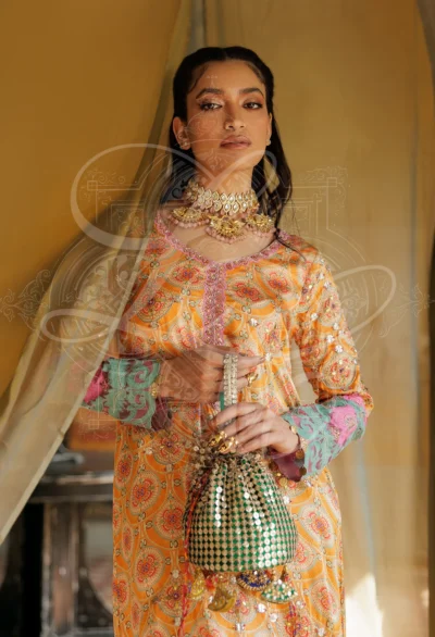 Tara - Gota work long shirt with Gold Kaamdaani Potli - Image 6