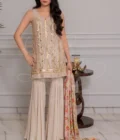 Ayla Beige Gota Tunic & Gharara Set