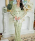 Elara Pistachio U-Hem Cutwork Saree Set