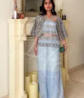 Sona – Cornflower Blue Sequin Cape Set