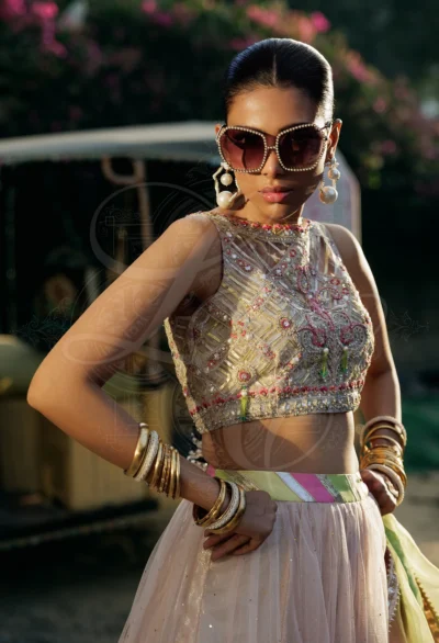 ZAHRA Mirror Gota Lehenga Set - Image 4