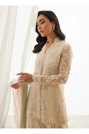 Zariah Ivory Peplum, Lehenga And Dupatta