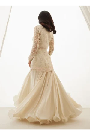 Zariah Ivory Peplum, Lehenga And Dupatta