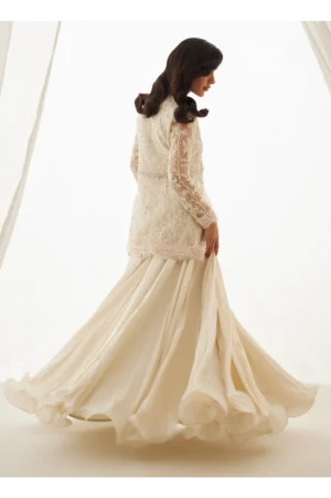 Zariah Ivory Peplum, Lehenga And Dupatta