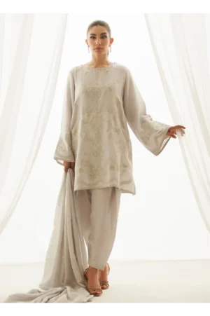 Ziva Silver Shirt And Dupatta