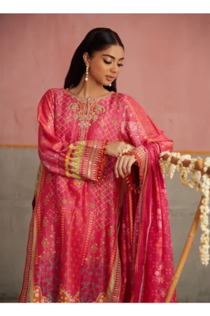 Selin Crimson Shirt And Dupatta