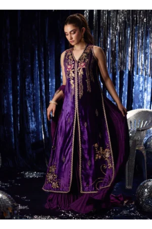 Amima Aubergine Shirt And Dupatta