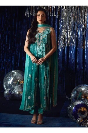 Ansy Aqua Shirt And Dupatta