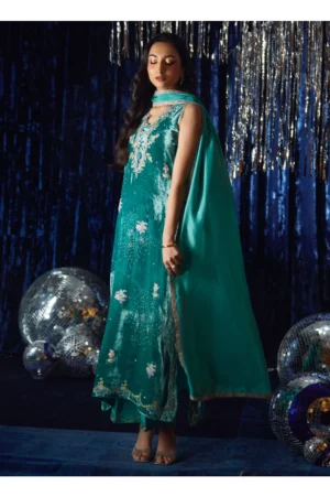 Ansy Aqua Shirt And Dupatta