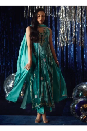 Ansy Aqua Shirt And Dupatta
