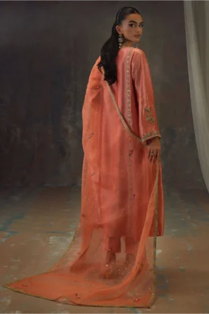 Peach Zari Long Full Set
