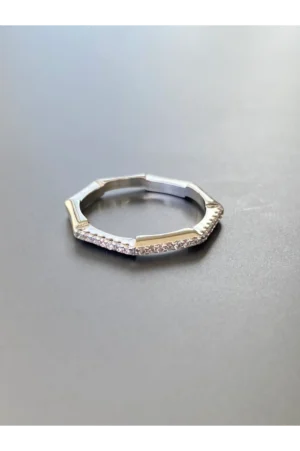 Octaganal Eternity Band in Rhodium