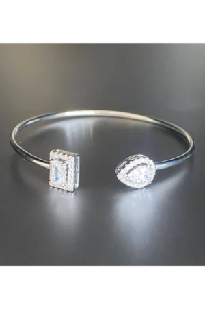 Open Ended Emerald & Pear Cut Solitaire Bangle