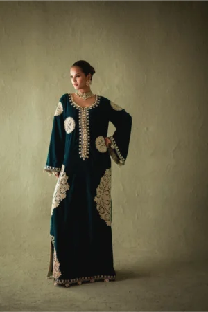 Elira Emerald Velvet Kaftan
