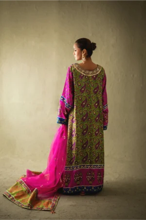 Naysa Dhani-Pink Silk Kaftan Set