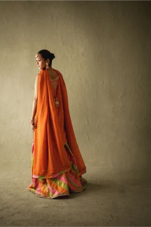 Zarisha Orange Zari Gharara Set
