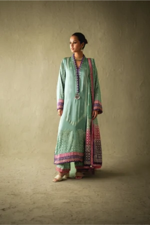 Avena Sea-Green Silk Chunri Set
