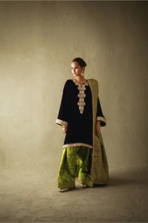 Sereya Purple Velvet Shalwar Set