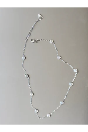 Statement Station Necklace In Rhodium