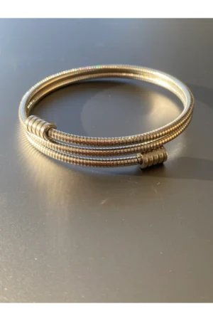 Wraparound Ribbed Bangle in Rhodium
