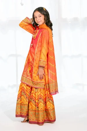 Herringbone Digital Printed Orange (3 Pc Suit)