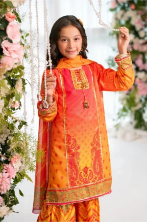 Herringbone Digital Printed Orange (3 Pc Suit)
