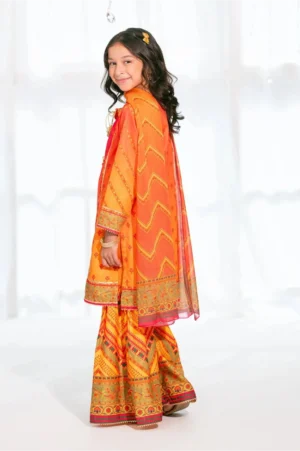 Herringbone Digital Printed Orange (3 Pc Suit)
