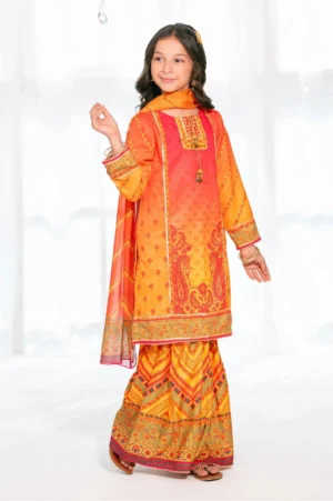 Herringbone Digital Printed Orange (3 Pc Suit)