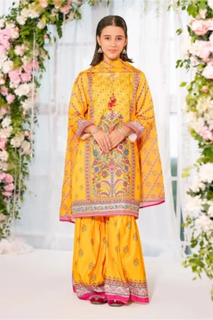 Herringbone Digital Printed Yellow (3 Pc Suit)