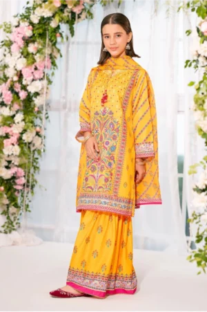 Herringbone Digital Printed Yellow (3 Pc Suit)