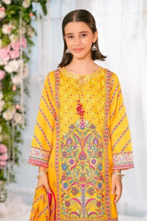 Herringbone Digital Printed Yellow (3 Pc Suit)