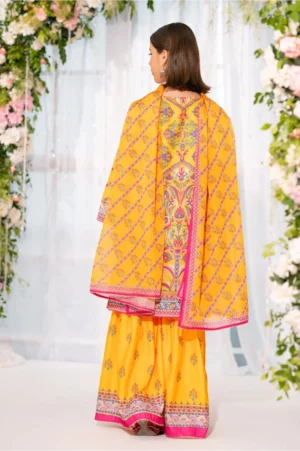 Herringbone Digital Printed Yellow (3 Pc Suit)